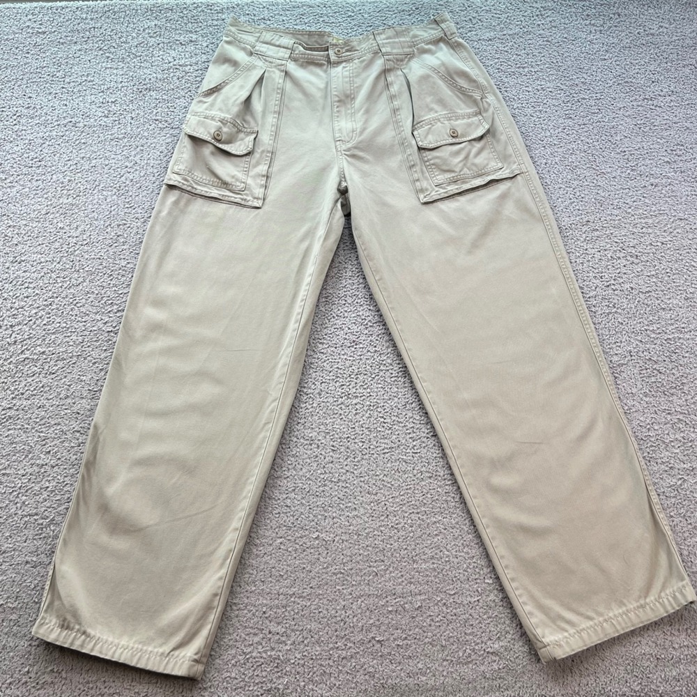 Cabelas 7-Pocket Hiker Pants Mens 16 Tan Khaki Cotton Utility Cargo 6386
